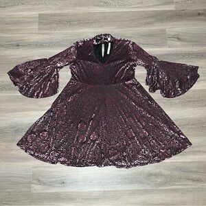 Uncle Frank Small Dress Tunic Purple Burnout Velvet Choker Babydoll Whimsigoth